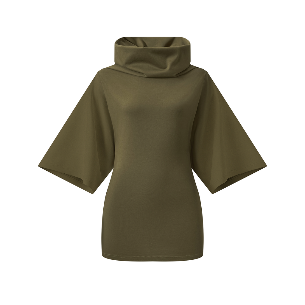 Gracefully Unbothered Batwing Turtleneck Top