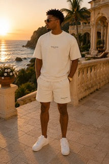 BeautyandPainSeries,VintageCollection,CreamShorts,VintageWash,Unisex,Streetwear,LuxuryStreetwear,100PercentCotton,360GSM