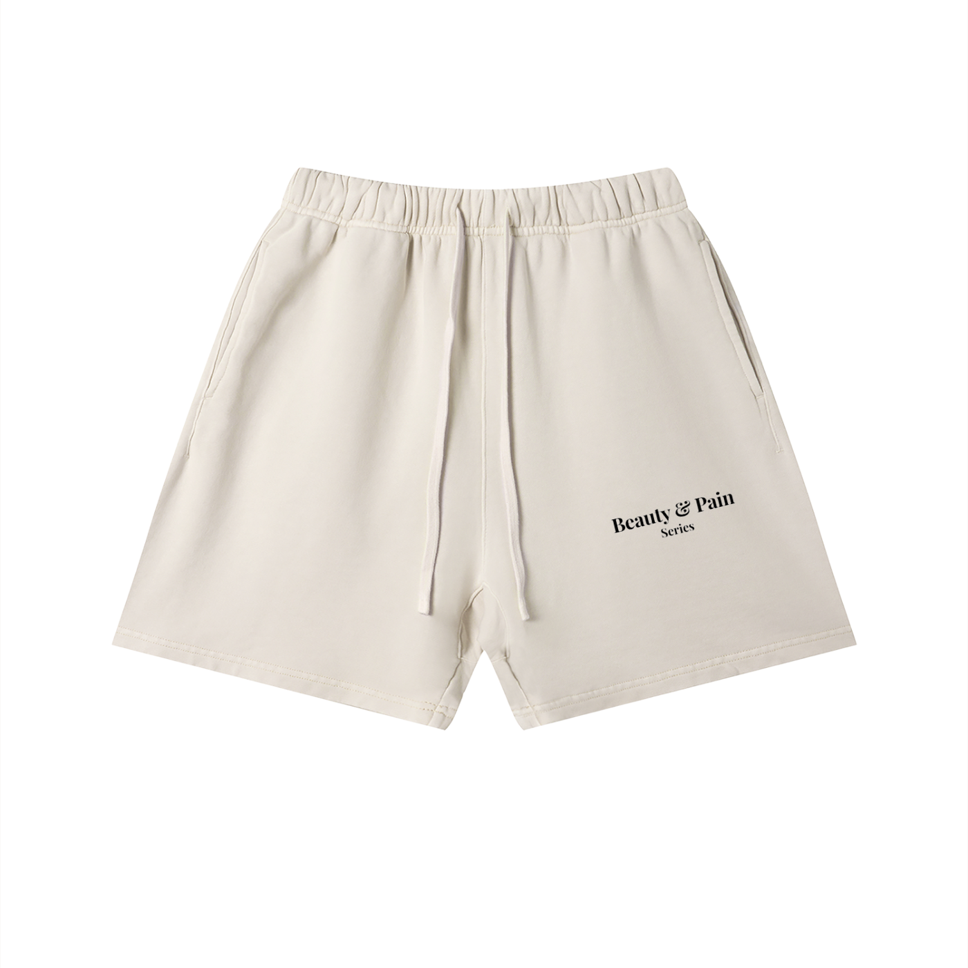BeautyandPainSeries,VintageCollection,CreamShorts,VintageWash,Unisex,Streetwear,LuxuryStreetwear,100PercentCotton,360GSM